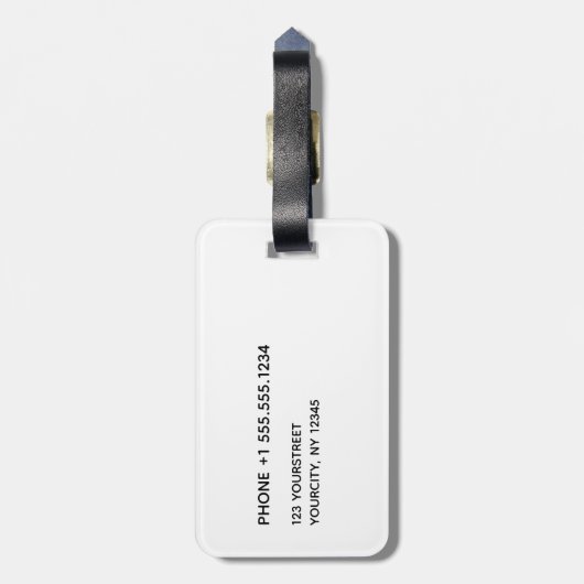 Einfaches Schlicht-weißgraues, modernes Monogramm- Gepäckanhänger (Rückseite vertikal)