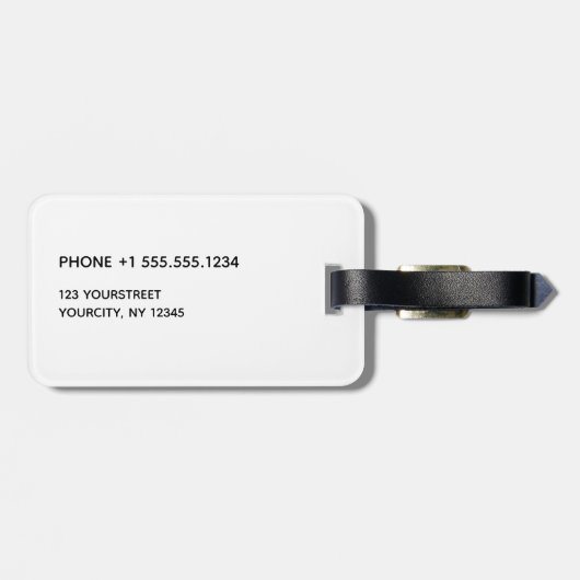 Einfaches Schlicht-weißgraues, modernes Monogramm- Gepäckanhänger (Rückseite horizontal)