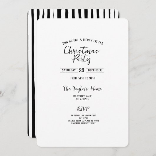 einfaches Schlichtes Minimalistisches Party Einladung (Vorne/Hinten)