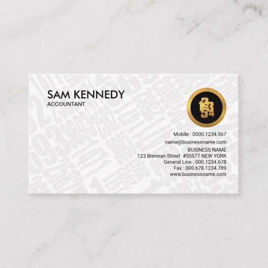 Einfaches schlichtes Weiß nummeriert Visitenkarte (Vorderseite)