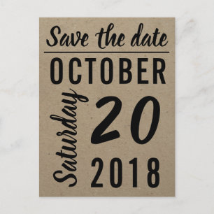 Einfaches Schriftart-Papier Save the Date Ankündigungspostkarte