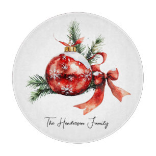 Einfaches Schriftzug-Watercolor-Christmas-Ornament Schneidebrett