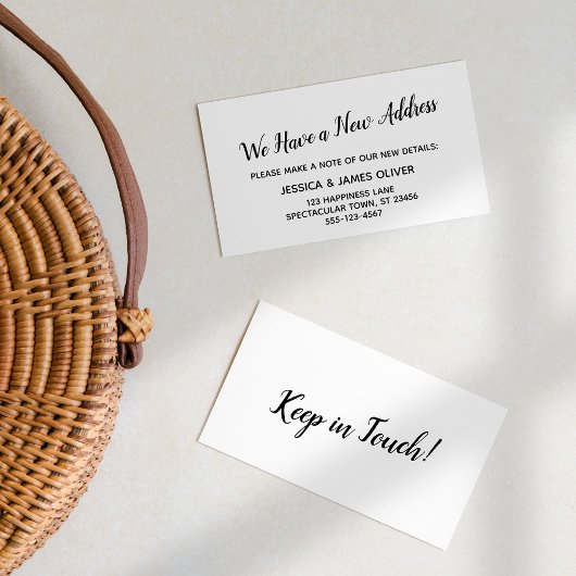 Einfaches Schwarz auf Weiß Wir haben eine neue Adr Visitenkarte