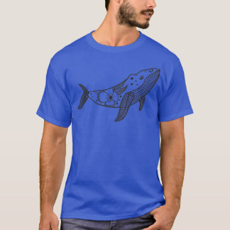 Einfaches Schwarz auf weißem Wal 17 T-Shirt