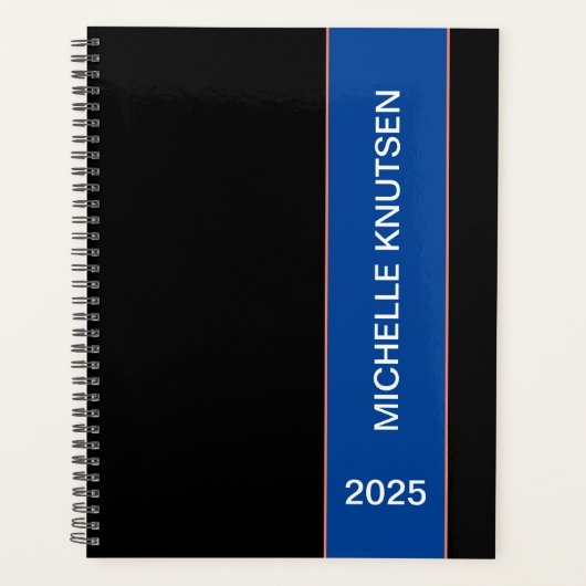 Einfaches Schwarz/Blau-Personalisierter Planer 202 (Vorderseite)