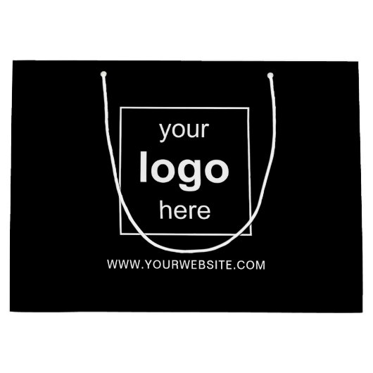 Einfaches Schwarz-Business-Logo Große Geschenktüte (Vorderseite)