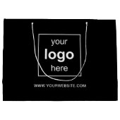 Einfaches Schwarz-Business-Logo Große Geschenktüte (Rückseite)