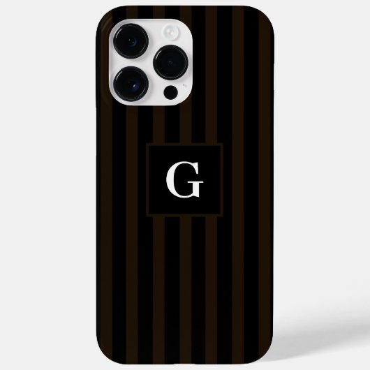 Einfaches Schwarz-Dunkelbraun-Streifen-Single Case-Mate iPhone Hülle (Rückseite)