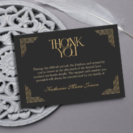 Einfaches Schwarz-Gold-Beileid nach Beerdigung Dankeskarte
