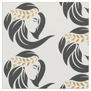 Einfaches Schwarz-Gold-Friseursalon-Logo Friseur Stoff