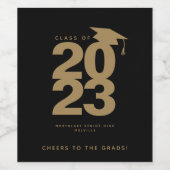 Einfaches Schwarz-Gold-Jahr-Weinetikett für Abschl Weinetikett (Einzelnes Label)