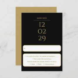 Einfaches Schwarz-Gold-Sonderdatum RSVP Karte
