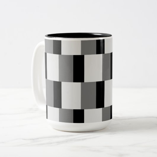 Einfaches Schwarz-Grau-Muster Zweifarbige Tasse (Vorderseite Links)
