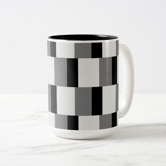 Einfaches Schwarz-Grau-Muster Zweifarbige Tasse (VorderseiteRechts)