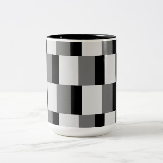 Einfaches Schwarz-Grau-Muster Zweifarbige Tasse (Mittel)
