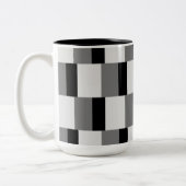 Einfaches Schwarz-Grau-Muster Zweifarbige Tasse (Links)