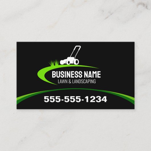 Einfaches Schwarz-Grün-Rasenmäher Visitenkarte (Vorderseite)