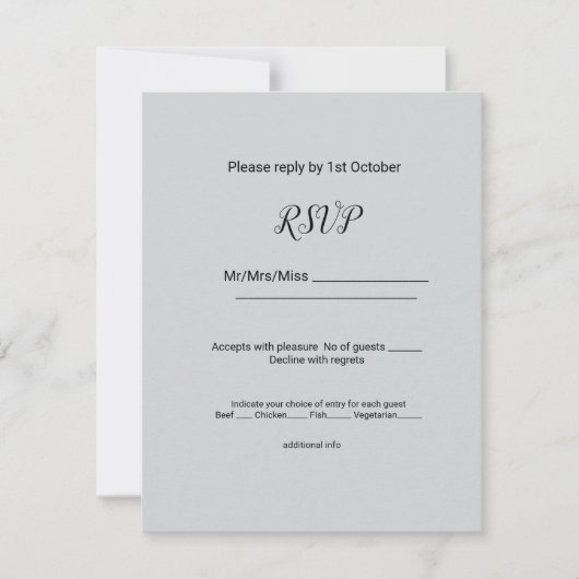 einfaches Schwarz hinzufügen Ihren Namen Text edit RSVP Karte (Vorderseite)
