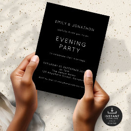 Einfaches Schwarz-Hochzeit-Abend-Party Einladung