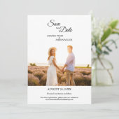 Einfaches Schwarz-Kalligrafie-Rahmen-Foto Save the Date (Stehend Vorderseite)