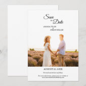 Einfaches Schwarz-Kalligrafie-Rahmen-Foto Save the Date (Vorne/Hinten)