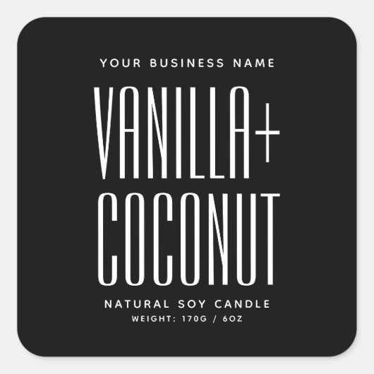 Einfaches schwarz-minimalistisches Sojaswachs schm Quadratischer Aufkleber (Vorderseite)