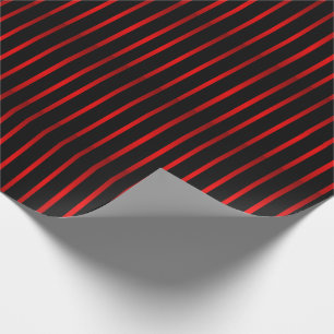 Einfaches Schwarz mit fett roten Streifen Geschenkpapier