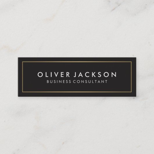 Einfaches Schwarz mit Gold-Grenze Mini Visitenkarte (Vorderseite)