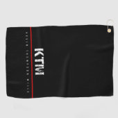 einfaches Schwarz mit Monogramm Golfhandtuch (Horizontal)
