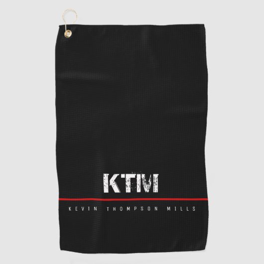 einfaches Schwarz mit Monogramm Golfhandtuch (Vorderseite)