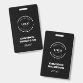 Einfaches Schwarz mit weißem Firmenlogo - Kundense Ausweis (Front & Back)