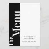 Einfaches Schwarz mit weißen Hochzeitsmenüs Menükarte (Vorderseite)