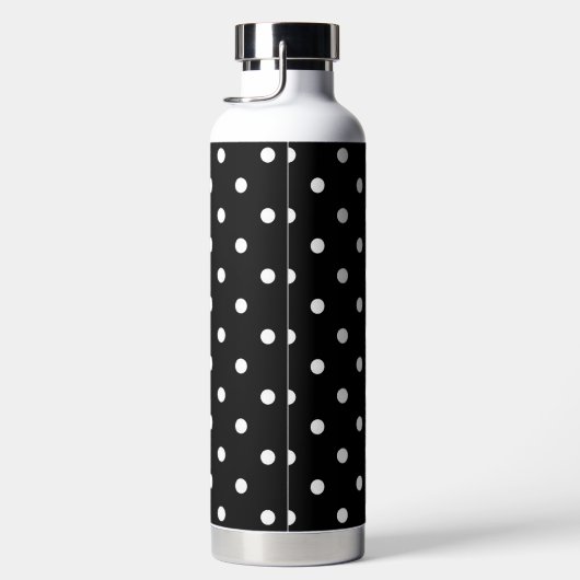 Einfaches Schwarz mit weißen Polka-Punkten Trinkflasche (Rechts)