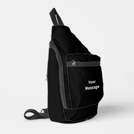 Einfaches Schwarz mit weißer Meldungsvorlage Crossbody Bag