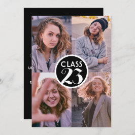 Einfaches Schwarz Modernes Minimal Abschluss Foto  Einladung