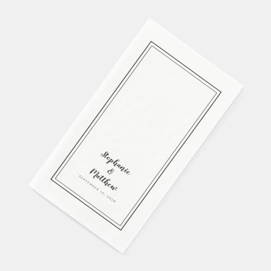 Einfaches Schwarz-Modernes Minimalistisches Hochze Serviette (Ecke)