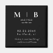 Einfaches Schwarz-Monogramm B/W Hochzeit Das Datum Magnet (Vorne)