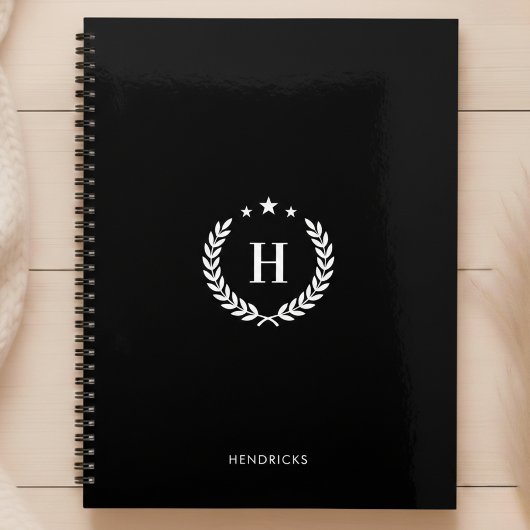 Einfaches Schwarz | Monogramm Moderner Minimalisti Planer