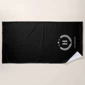 Einfaches Schwarz | Monogramm Stilvoll Modern Mini Strandtuch (Vorderseite)