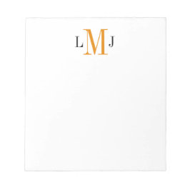 Einfaches Schwarz-Orange-Notepad für das Monogramm Notizblock