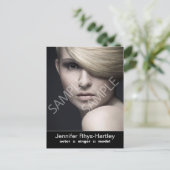 Einfaches Schwarz-Panel-Headshot Postkarte (Stehend Vorderseite)