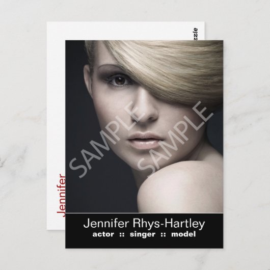 Einfaches Schwarz-Panel-Headshot Postkarte (Vorne/Hinten)