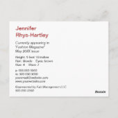 Einfaches Schwarz-Panel-Headshot Postkarte (Rückseite)