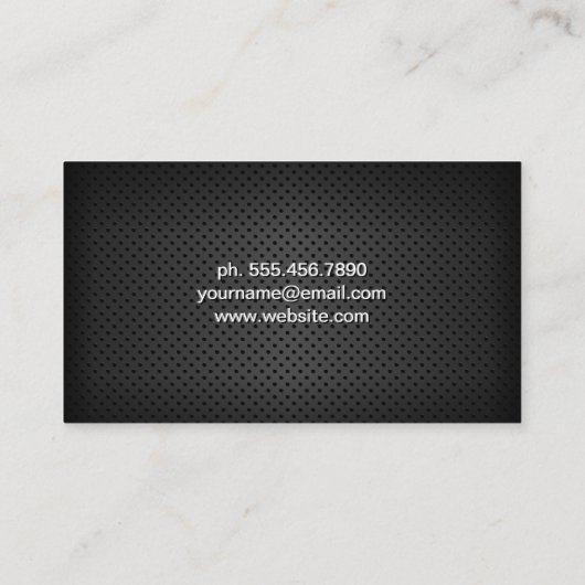 Einfaches Schwarz Perforated Mesh Visitenkarte (Rückseite)