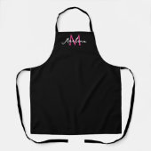 Einfaches Schwarz Pink Anfangs Modern Monogramm Schürze (Vorderseite)