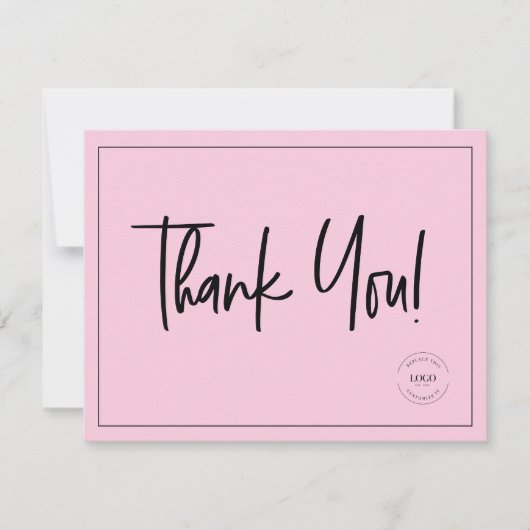 Einfaches Schwarz Rosa Firmenlogo Sozial Danke (Vorderseite)