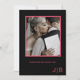 Einfaches, schwarz-rosa-minimalistisches Foto Dankeskarte