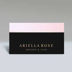 Einfaches Schwarz Rosa Ombre Schönheitssalon Visitenkarte