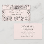 Einfaches Schwarz-Rose Blumendesign Beruflich Visitenkarte (Vorne/Hinten)