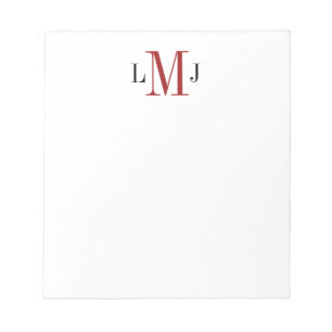 Einfaches Schwarz-Rot-Editor für das Monogramm Notizblock